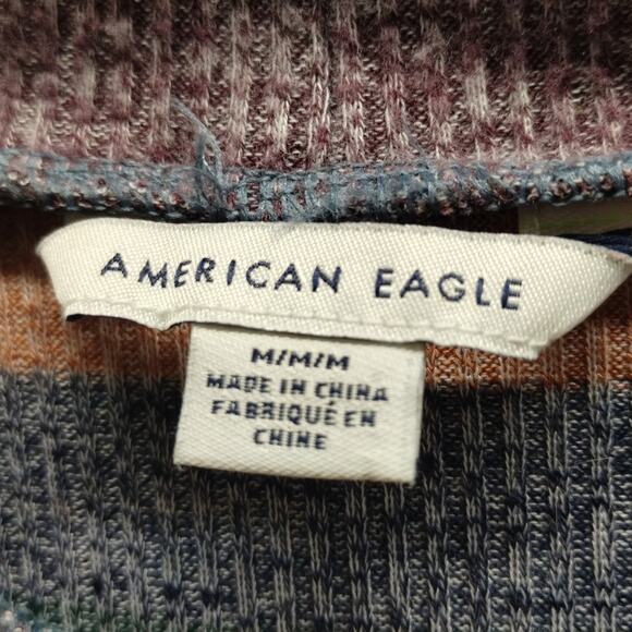 American Eagle Women Size Medium Multicolor Muted Striped Long Sleeve Mini Dress - Picture 4 of 5